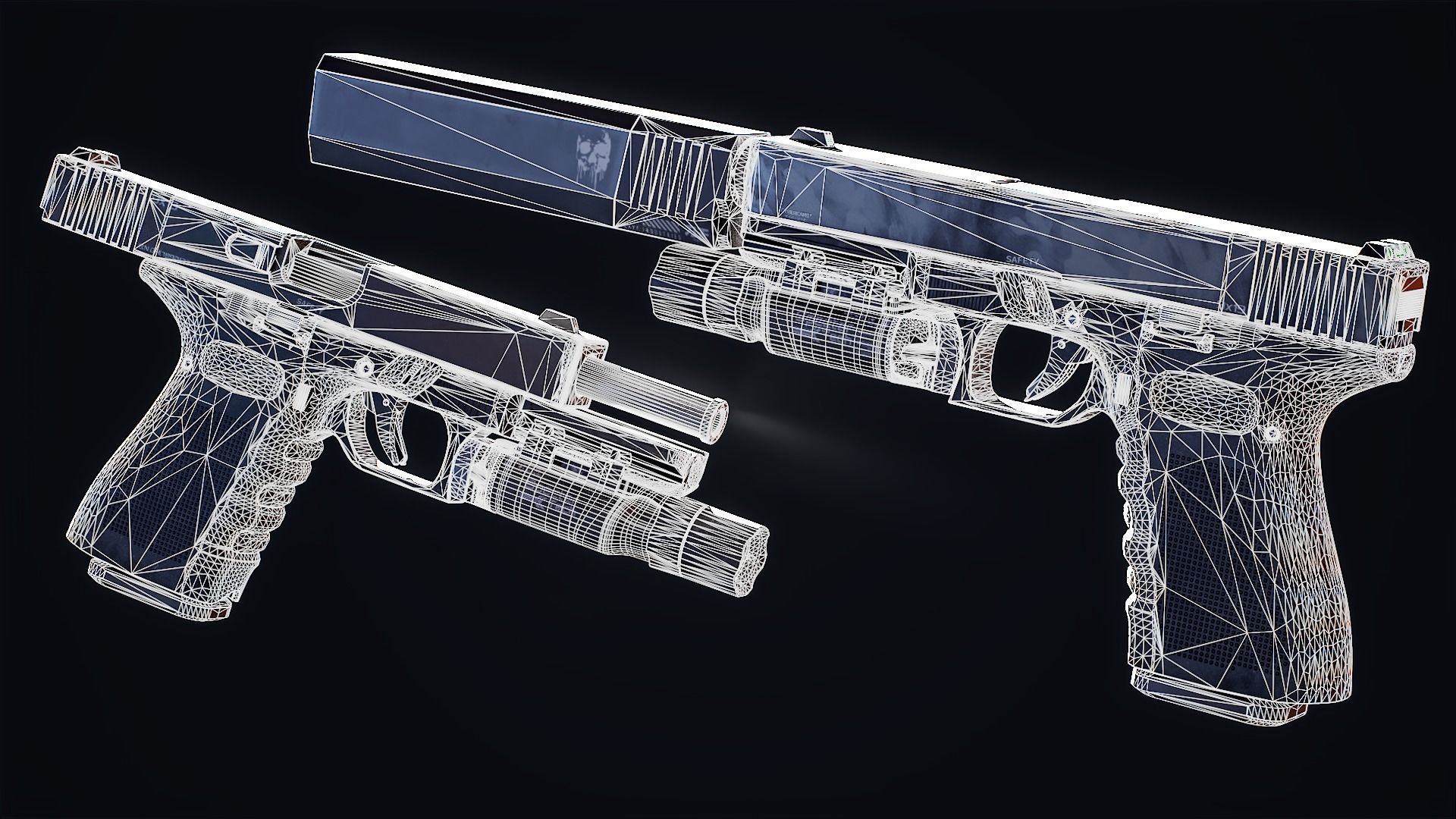 GameReady Modern Pistol Low-poly 3D model_9