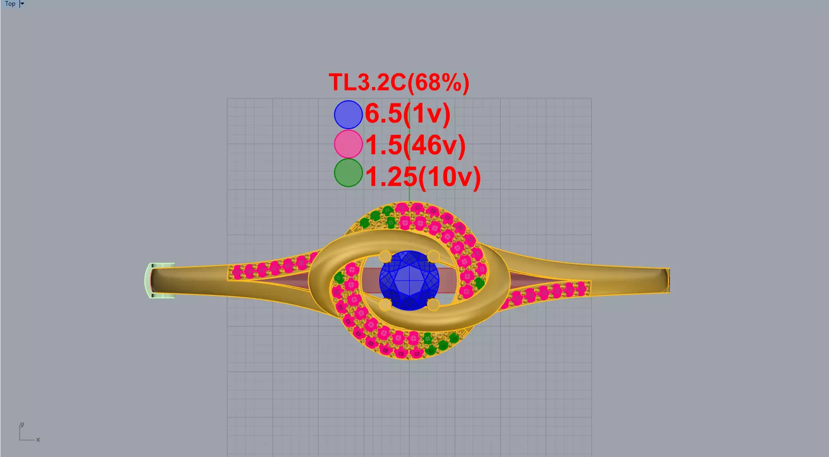 jewelry gold bangle with diamond in center Free 3D model