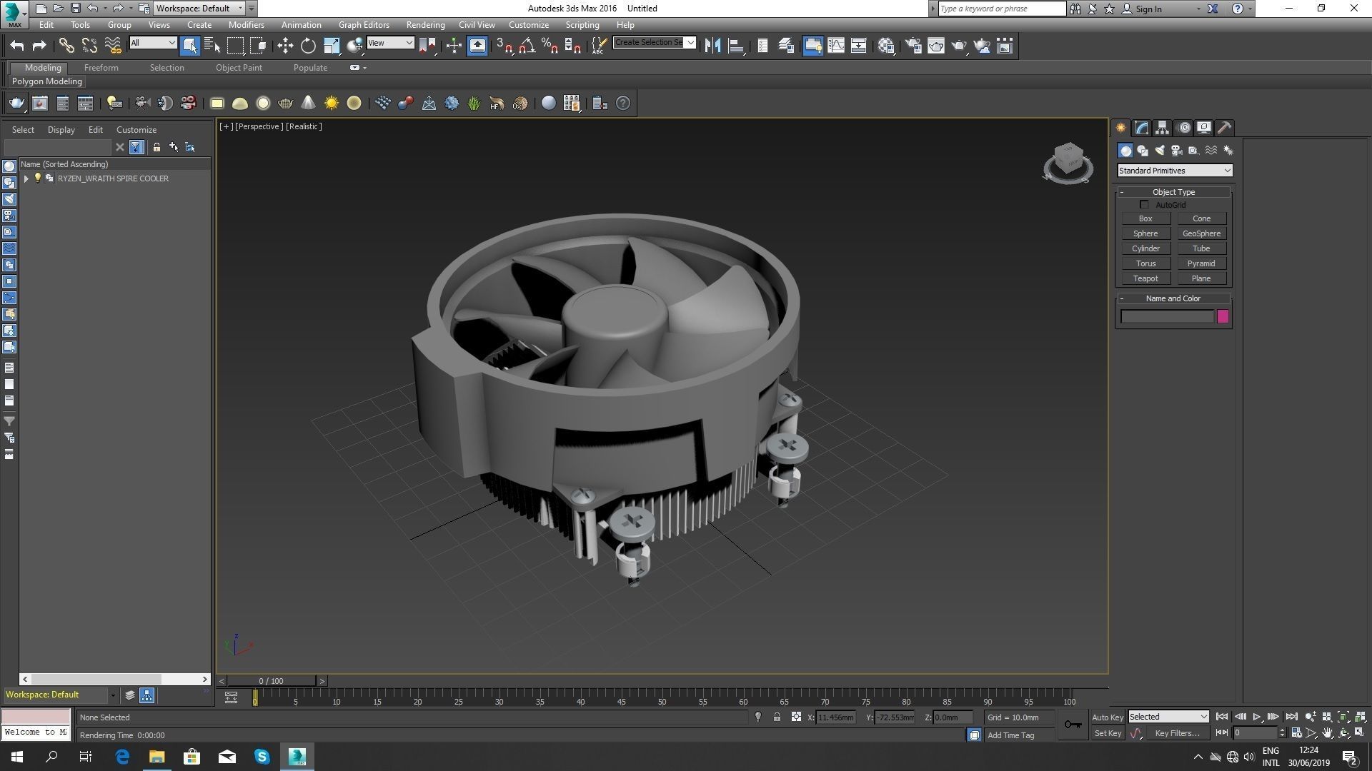 CPU Cooler Stock AMD Wraith Spire Ryzen Low-poly 3D model_3