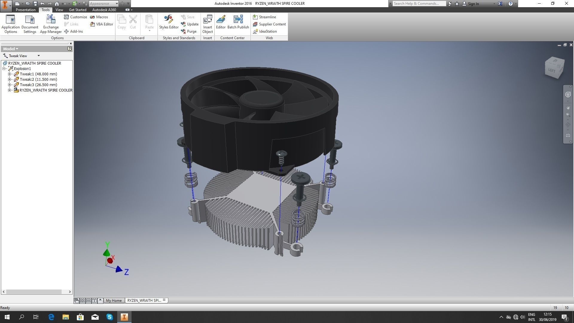 CPU Cooler Stock AMD Wraith Spire Ryzen Low-poly 3D model_2