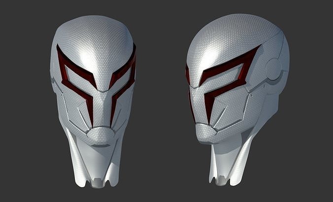 Spiderman 2099 PS4 white helmet 3D print model