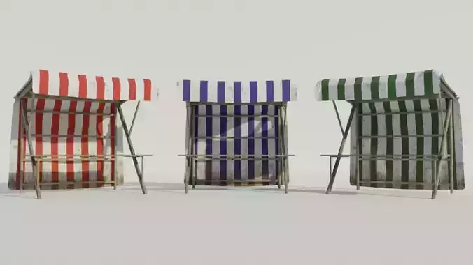 Medieval Market Stall - Low poly Low-poly 3D model