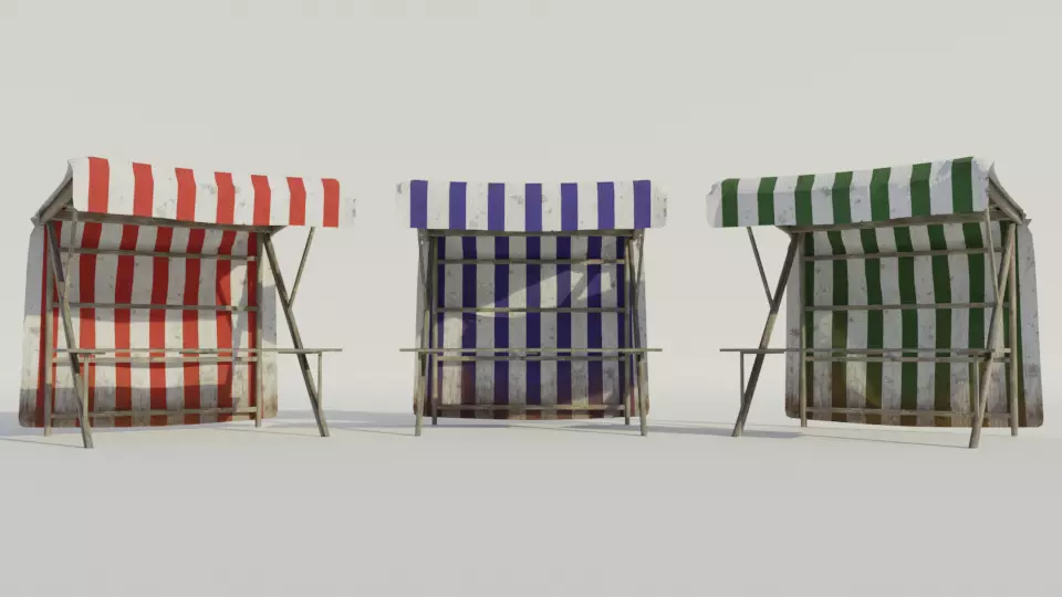 Medieval Market Stall - Low poly Low-poly 3D model_0