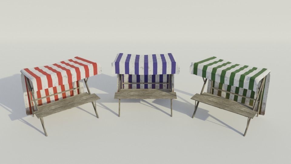 Medieval Market Stall - Low poly Low-poly 3D model_1