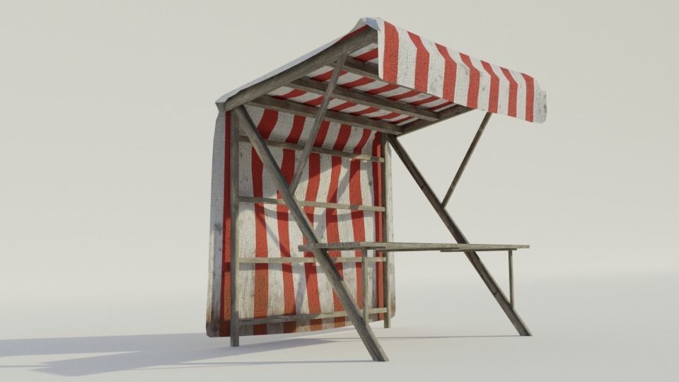 Medieval Market Stall - Low poly Low-poly 3D model_4