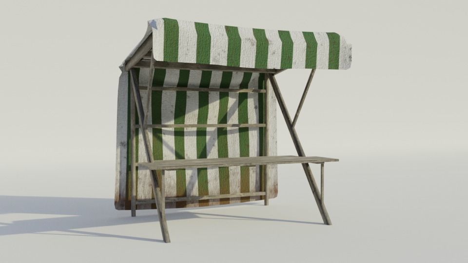 Medieval Market Stall - Low poly Low-poly 3D model_9