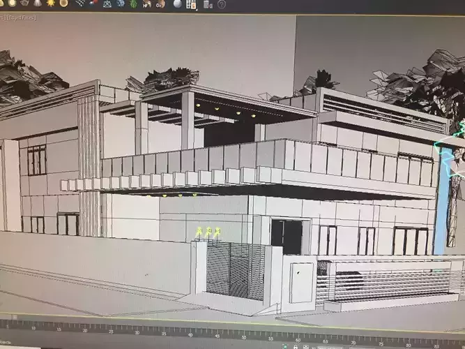 exeterior model house with stairs and balconies