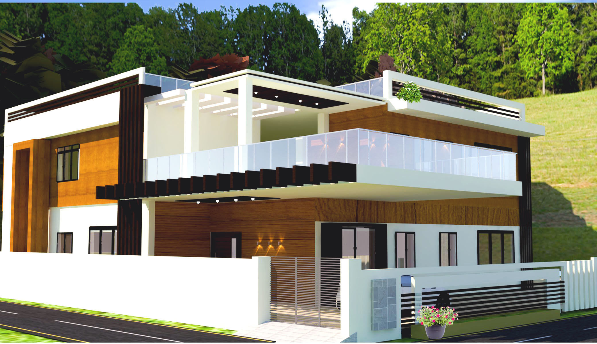 exeterior model house with stairs and balconies 3D print model_1