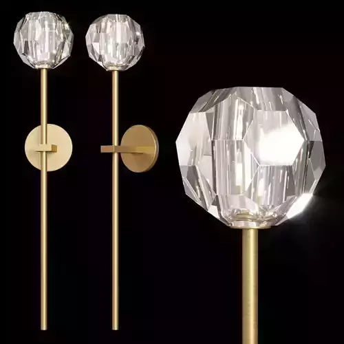 Restoration Hardware BOULE DE CRISTAL LONG SCONCE brass 