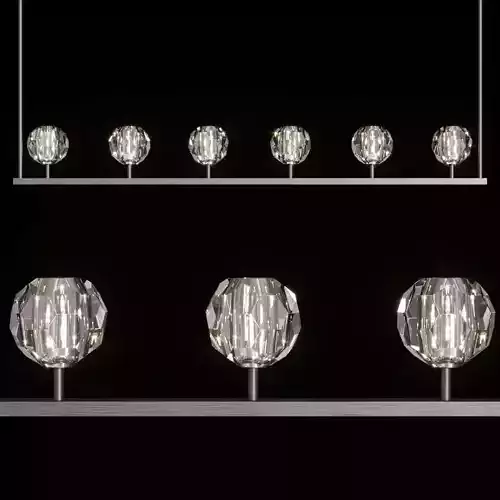 Restoration Hardware BOULE DE CRISTAL LINEAR CHANDELIER 60 black 3D model