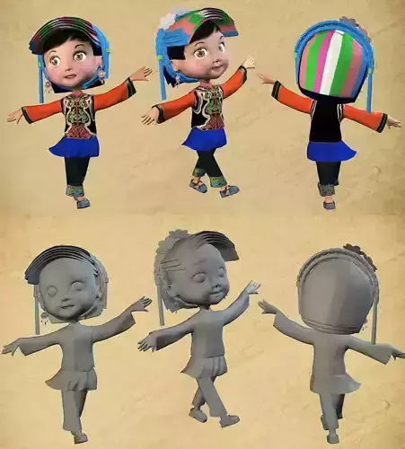 Maya model-ethnic girls 3D model