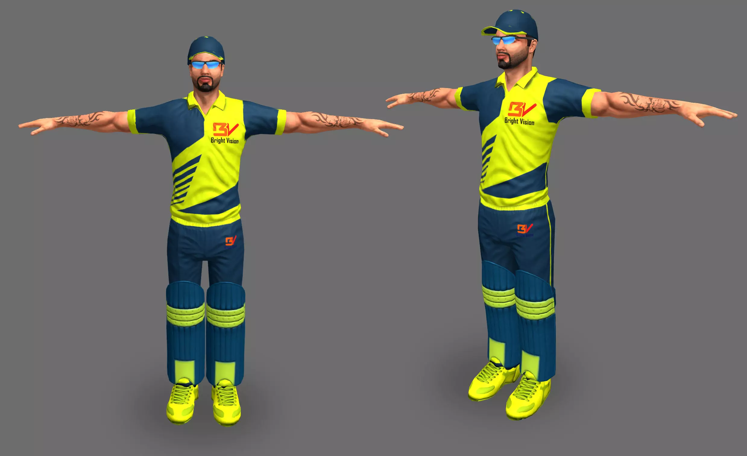 Cricket Player Low-poly 3D model_0