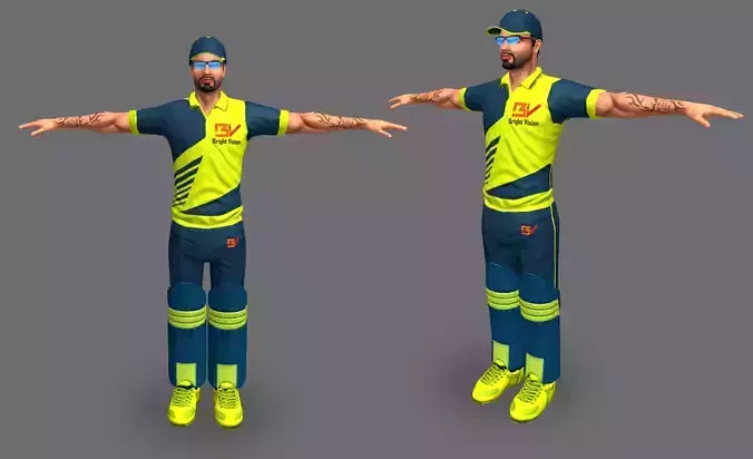 Cricket Player Low-poly 3D model