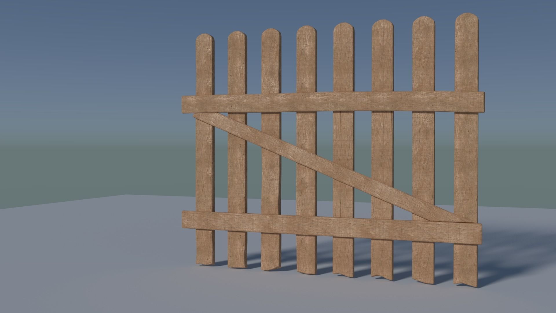 low-poly fence wooden picket Low-poly 3D model_2