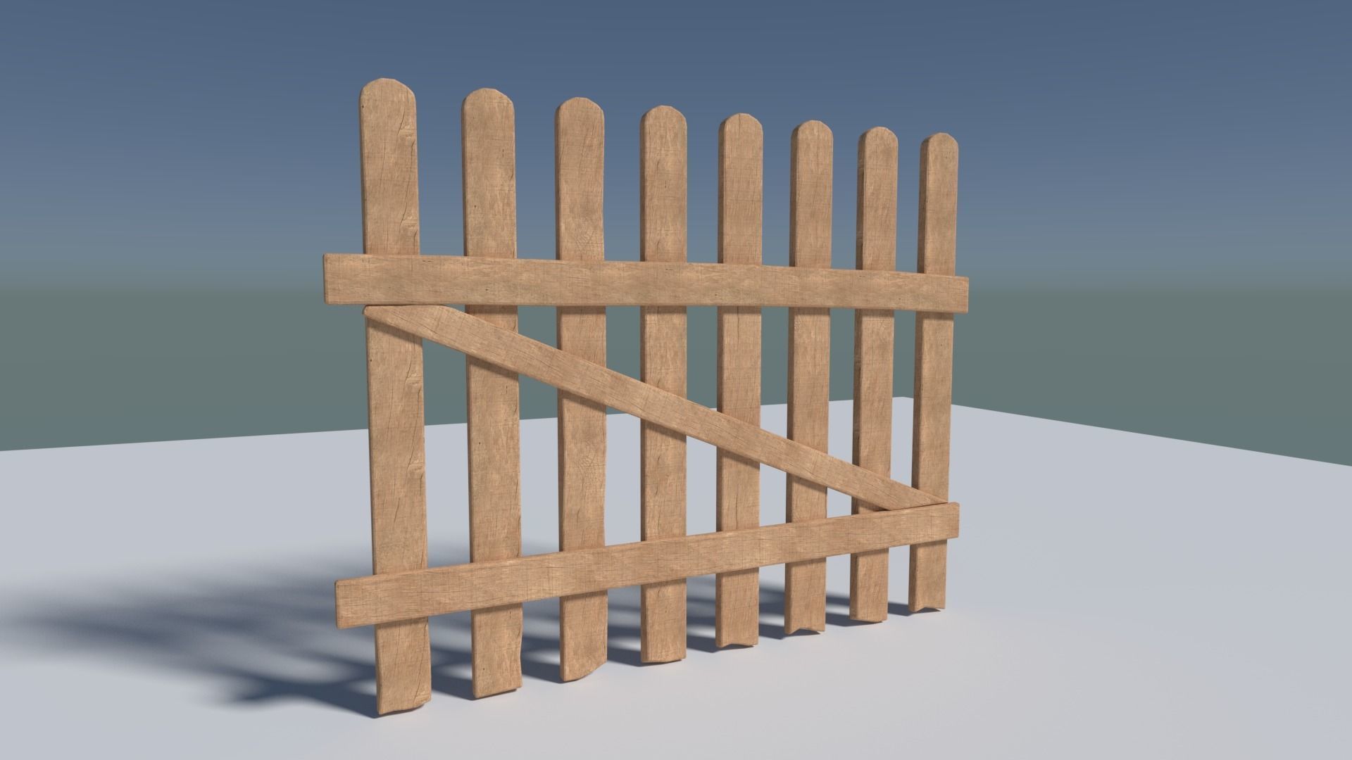 low-poly fence wooden picket Low-poly 3D model_1