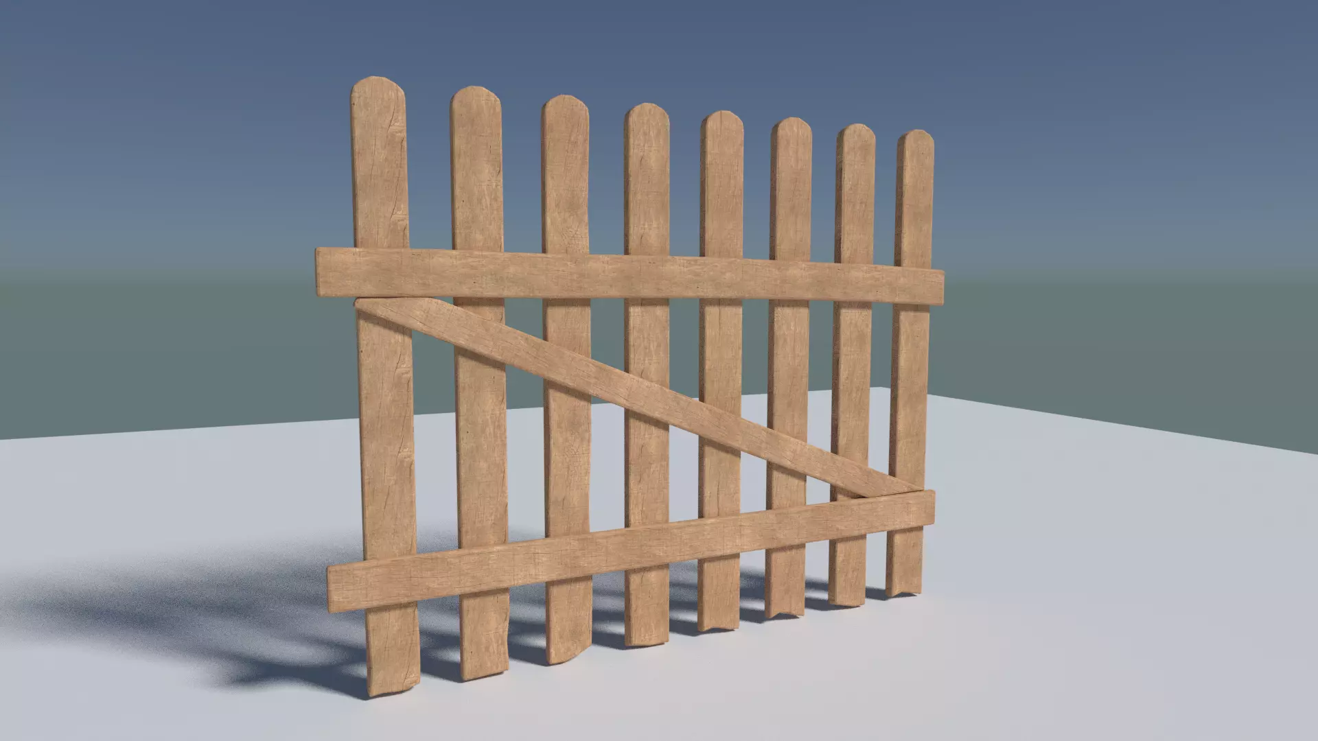 low-poly fence wooden picket Low-poly 3D model_0