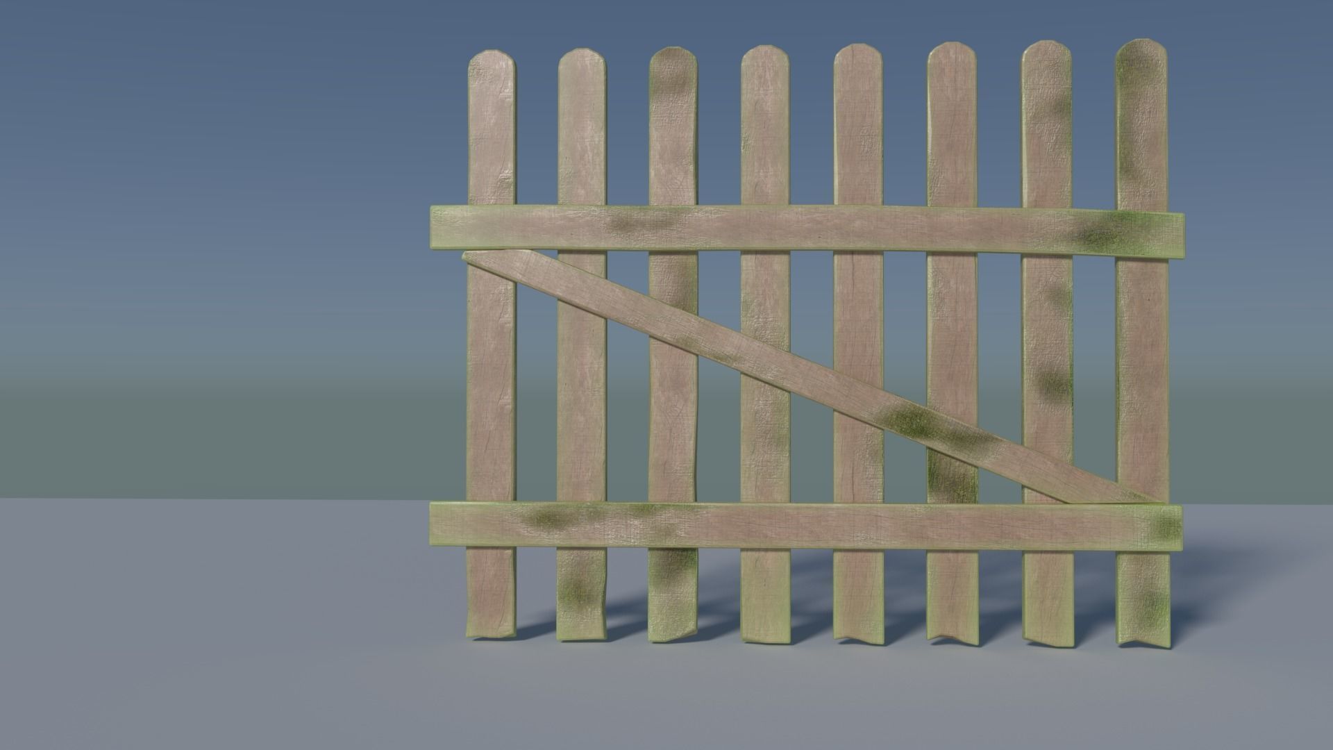 low-poly fence wooden picket Low-poly 3D model_4