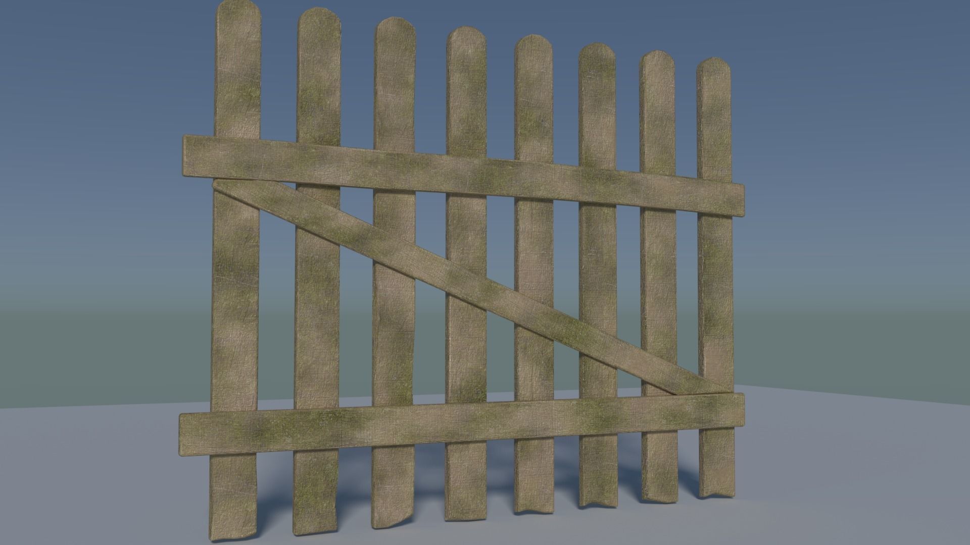 low-poly fence wooden picket Low-poly 3D model_3