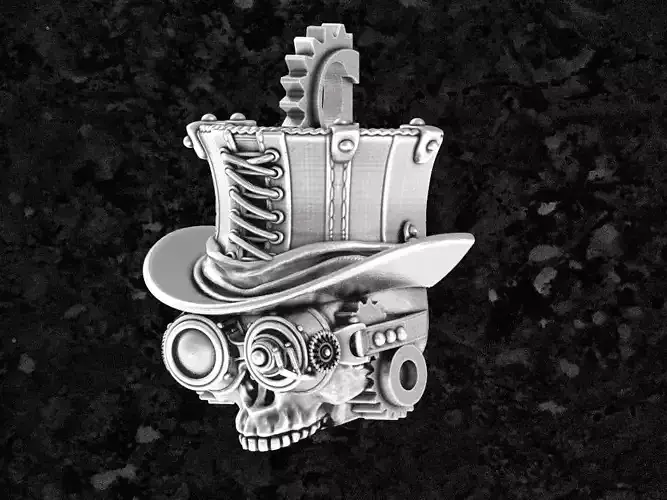 Skull-steam steampunk skull in top hat
