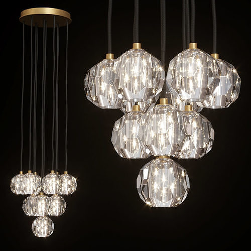 RH BOULE DE CRISTAL ROUND CLUSTER CHANDELIER 14 Brass 3D model