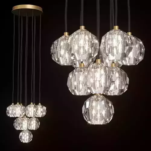 RH BOULE DE CRISTAL ROUND CLUSTER CHANDELIER 14 Brass