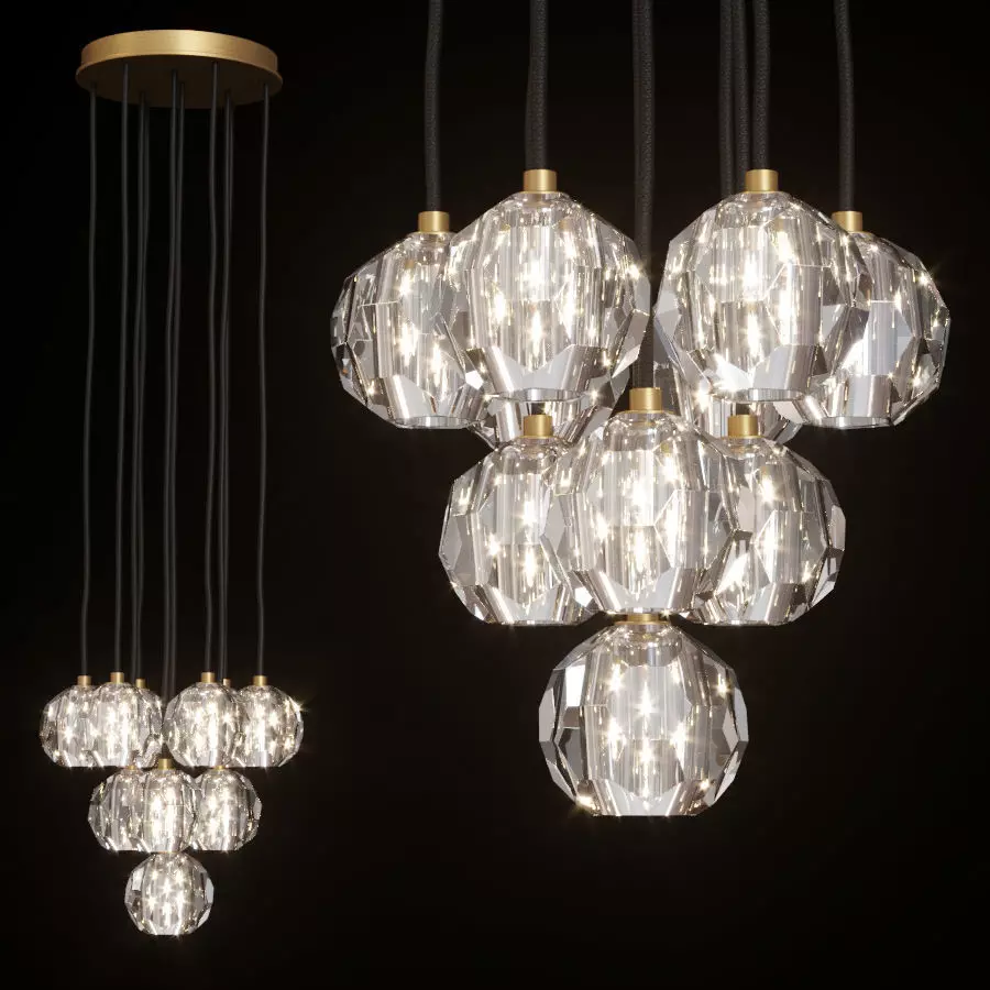 RH BOULE DE CRISTAL ROUND CLUSTER CHANDELIER 14 Brass 3D model_0