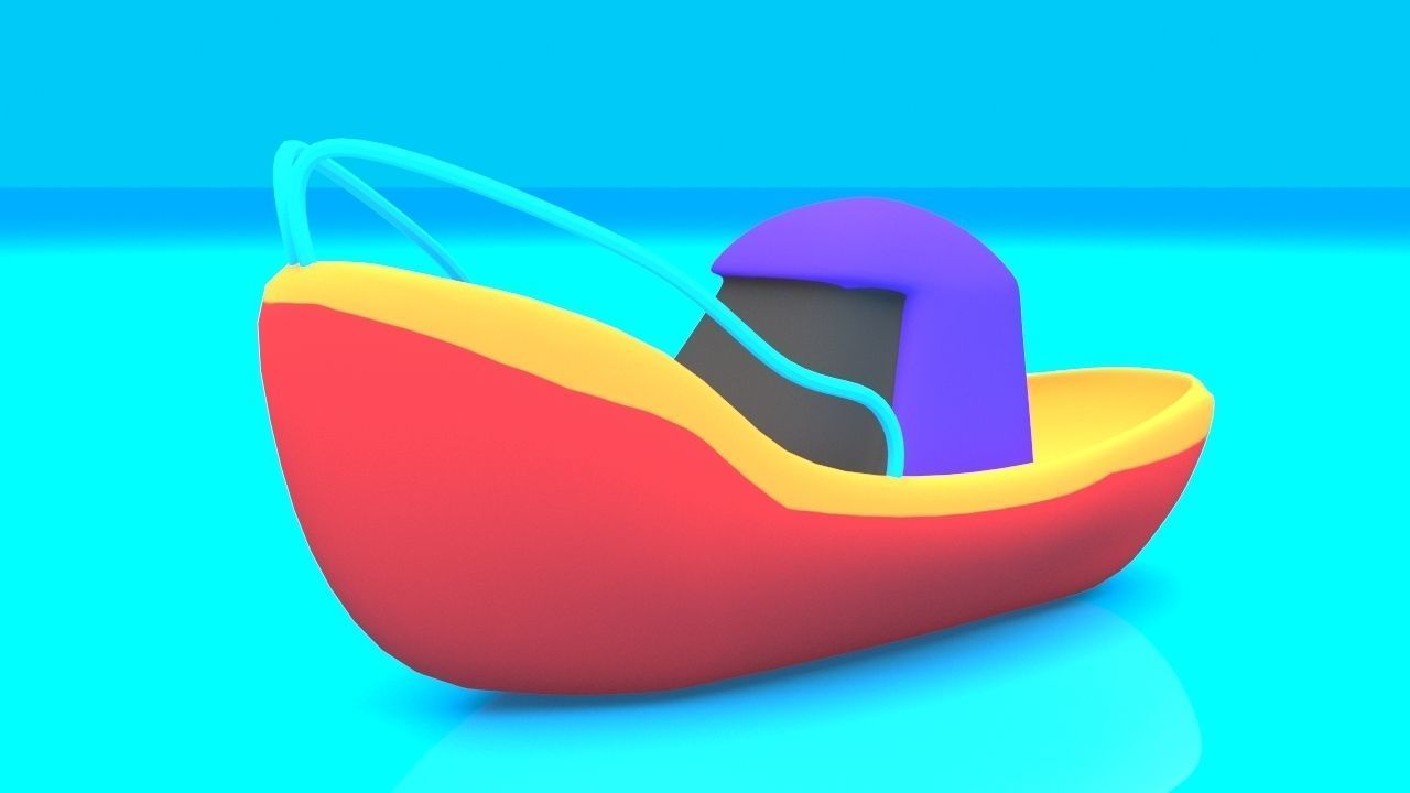 Cartoon Boat Set Low-poly 3D model_2