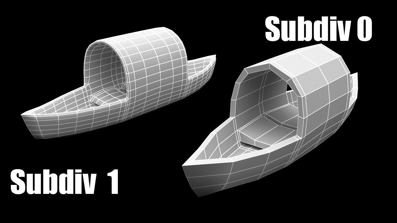 Cartoon Boat Set Low-poly 3D model_15