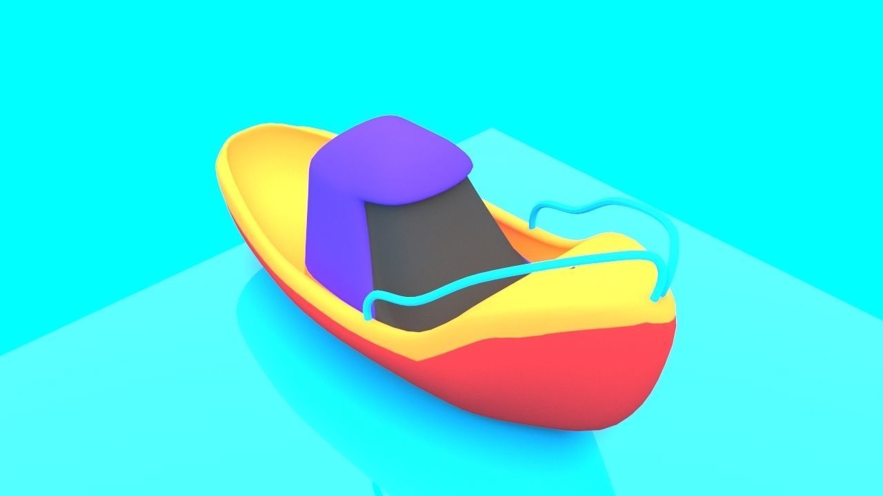 Cartoon Boat Set Low-poly 3D model_3