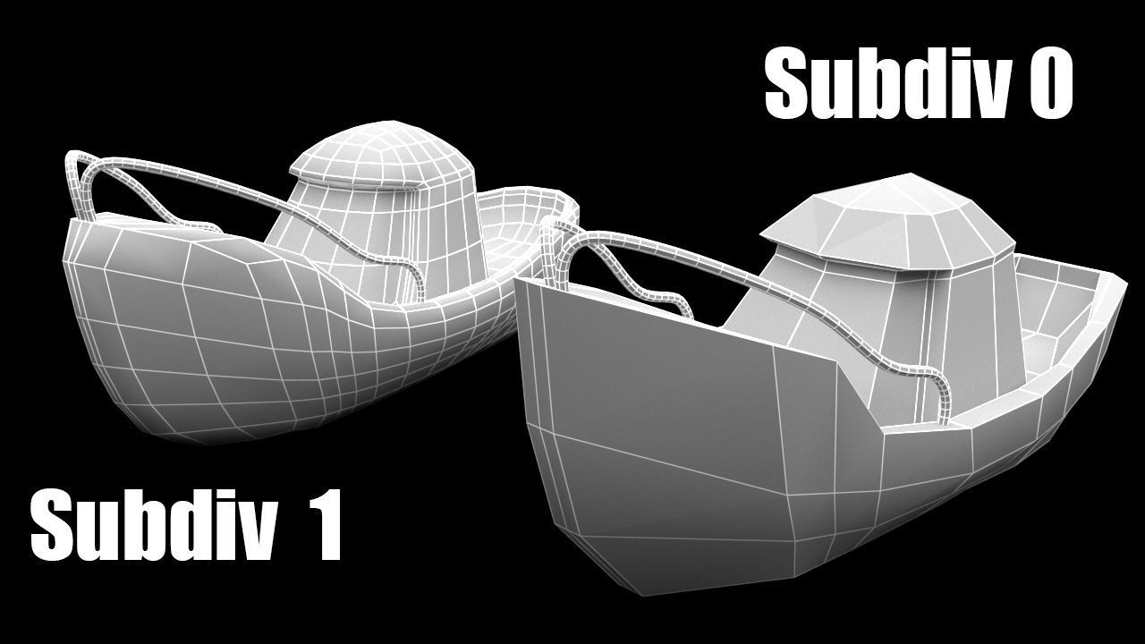 Cartoon Boat Set Low-poly 3D model_16