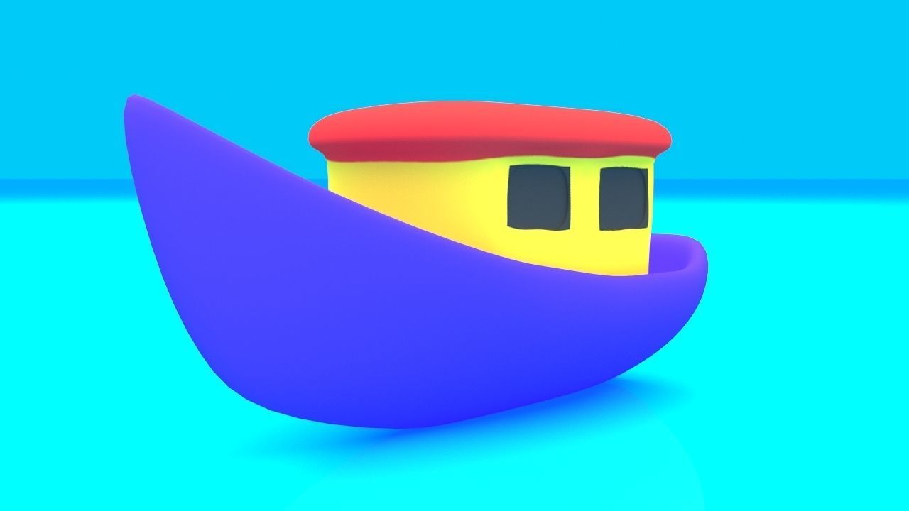 Cartoon Boat Set Low-poly 3D model_5