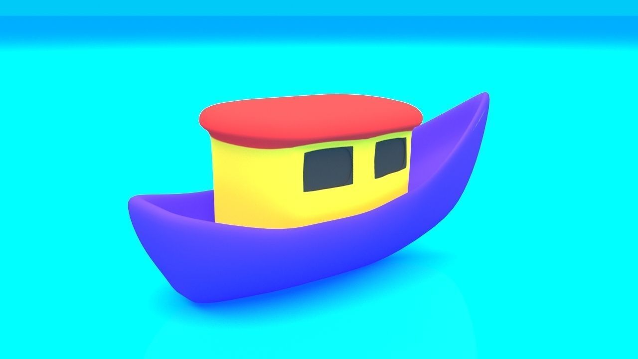 Cartoon Boat Set Low-poly 3D model_6