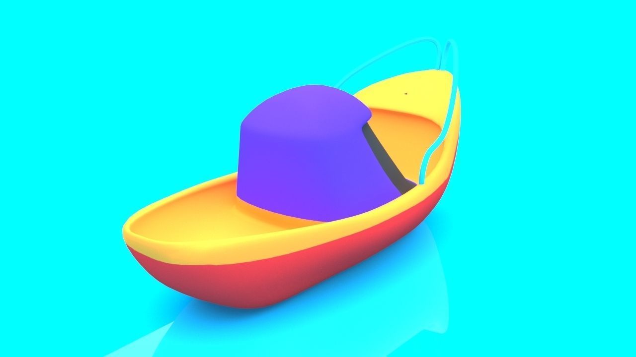 Cartoon Boat Set Low-poly 3D model_4