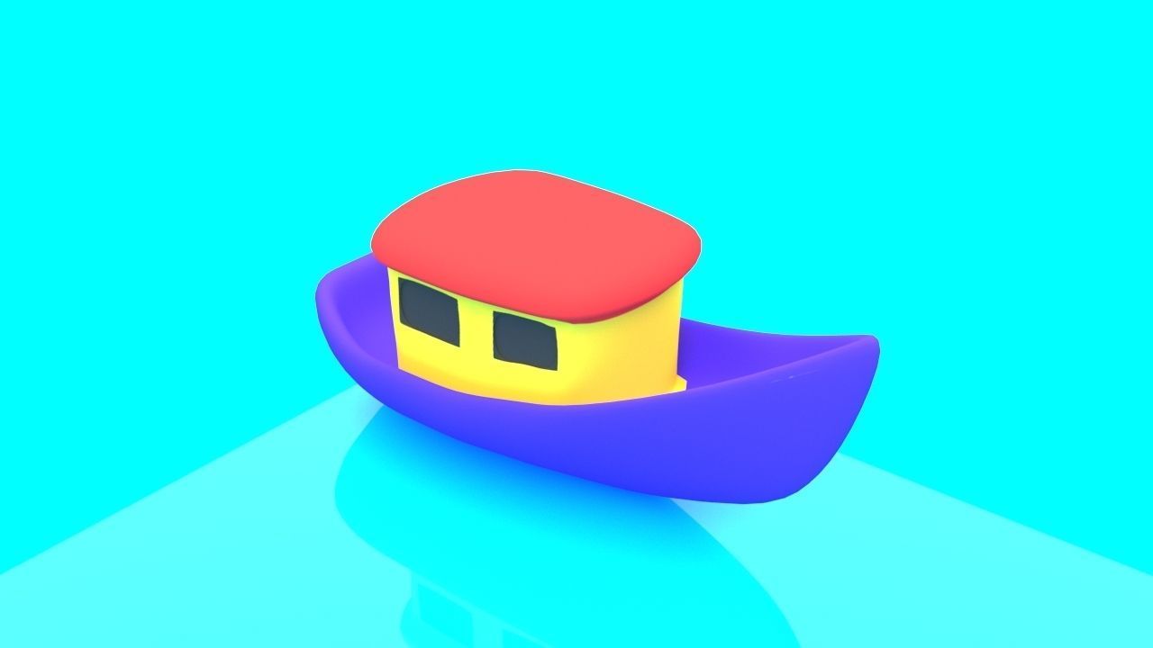 Cartoon Boat Set Low-poly 3D model_7