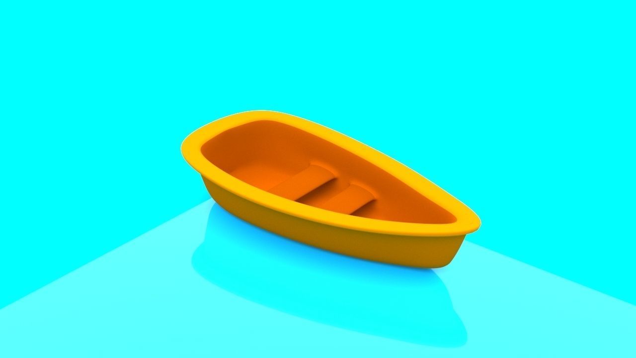 Cartoon Boat Set Low-poly 3D model_8