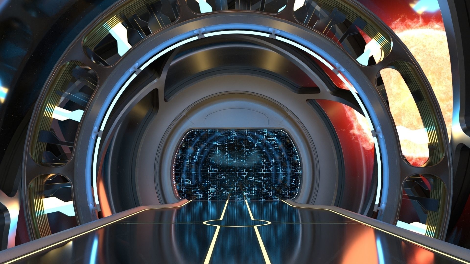 Alien propulsion engines and exhausts   plus sci fi corridor 3D model_11