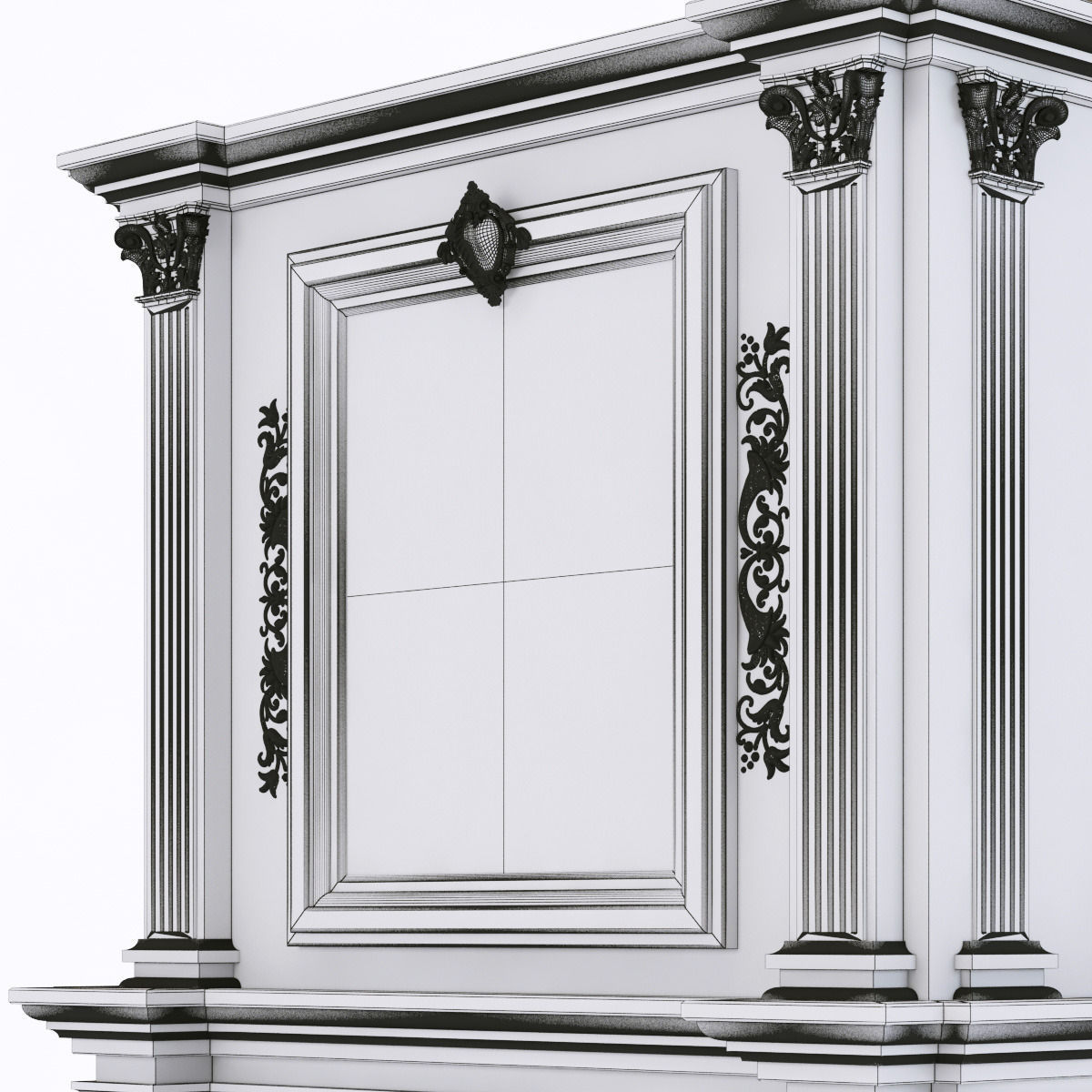 classical marble fireplace 3D model_7