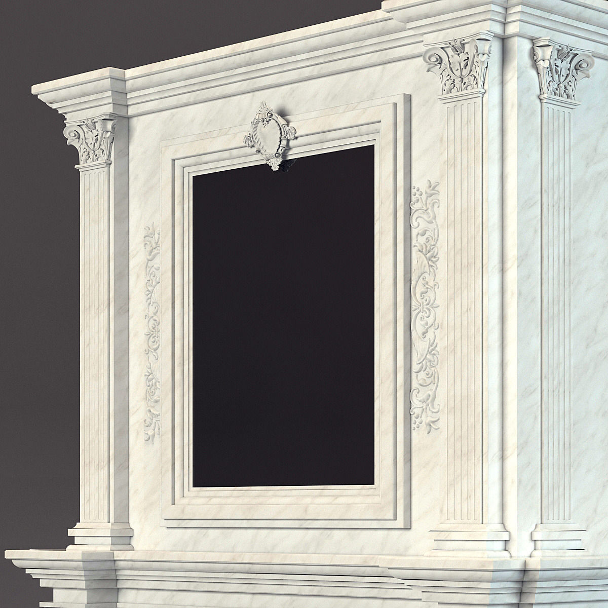 classical marble fireplace 3D model_3