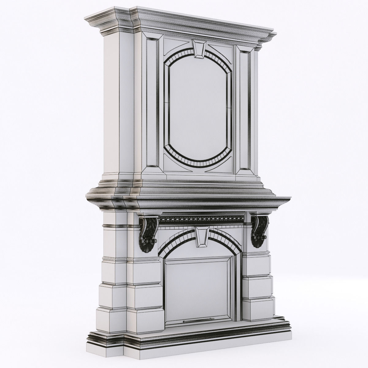 classical marble fireplace 2 3D model_4