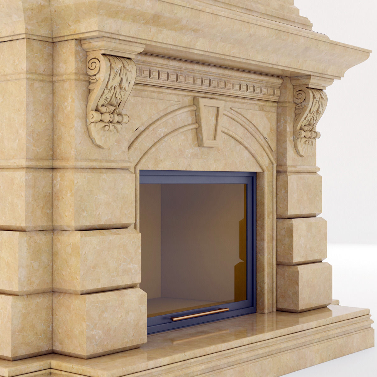 classical marble fireplace 2 3D model_3