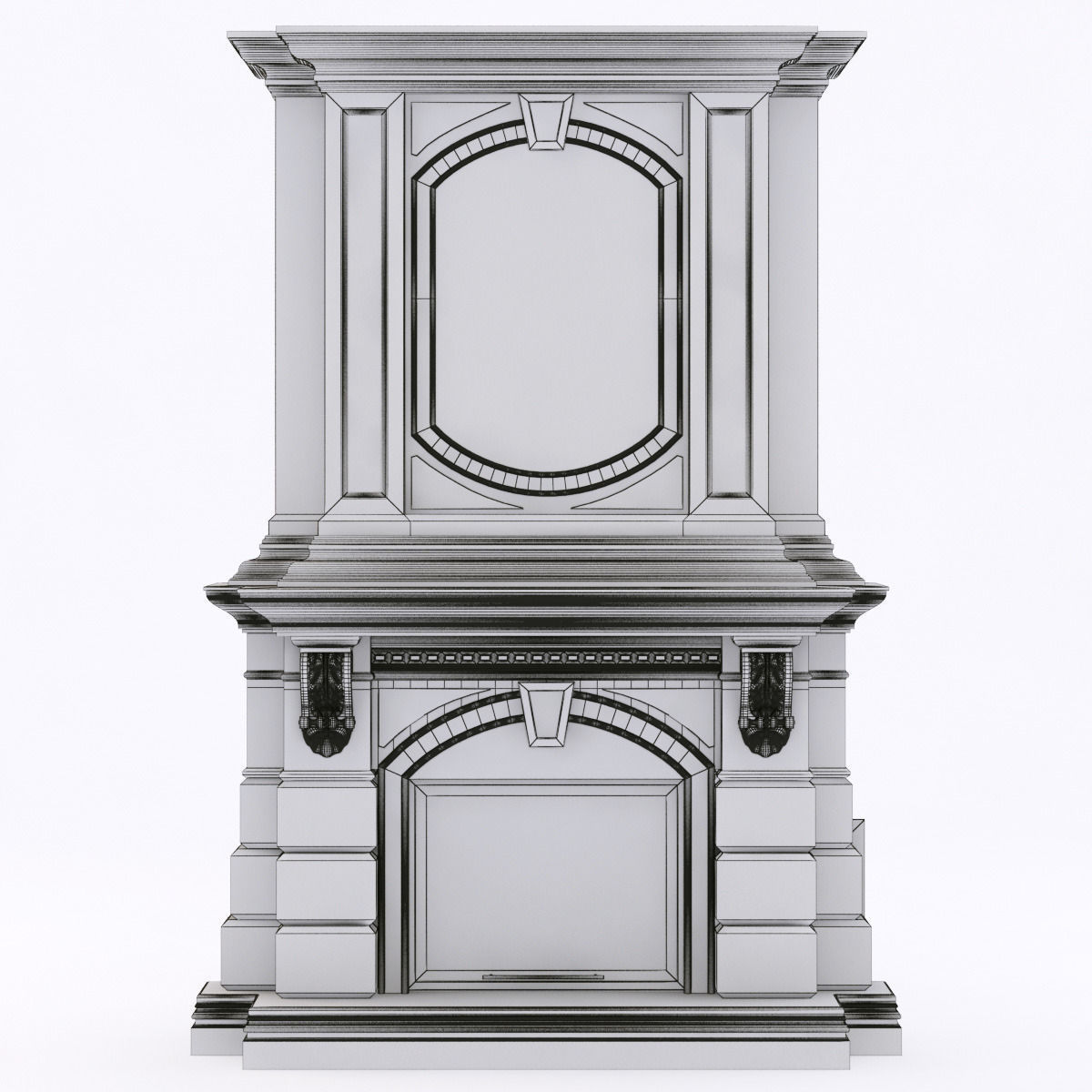 classical marble fireplace 2 3D model_5