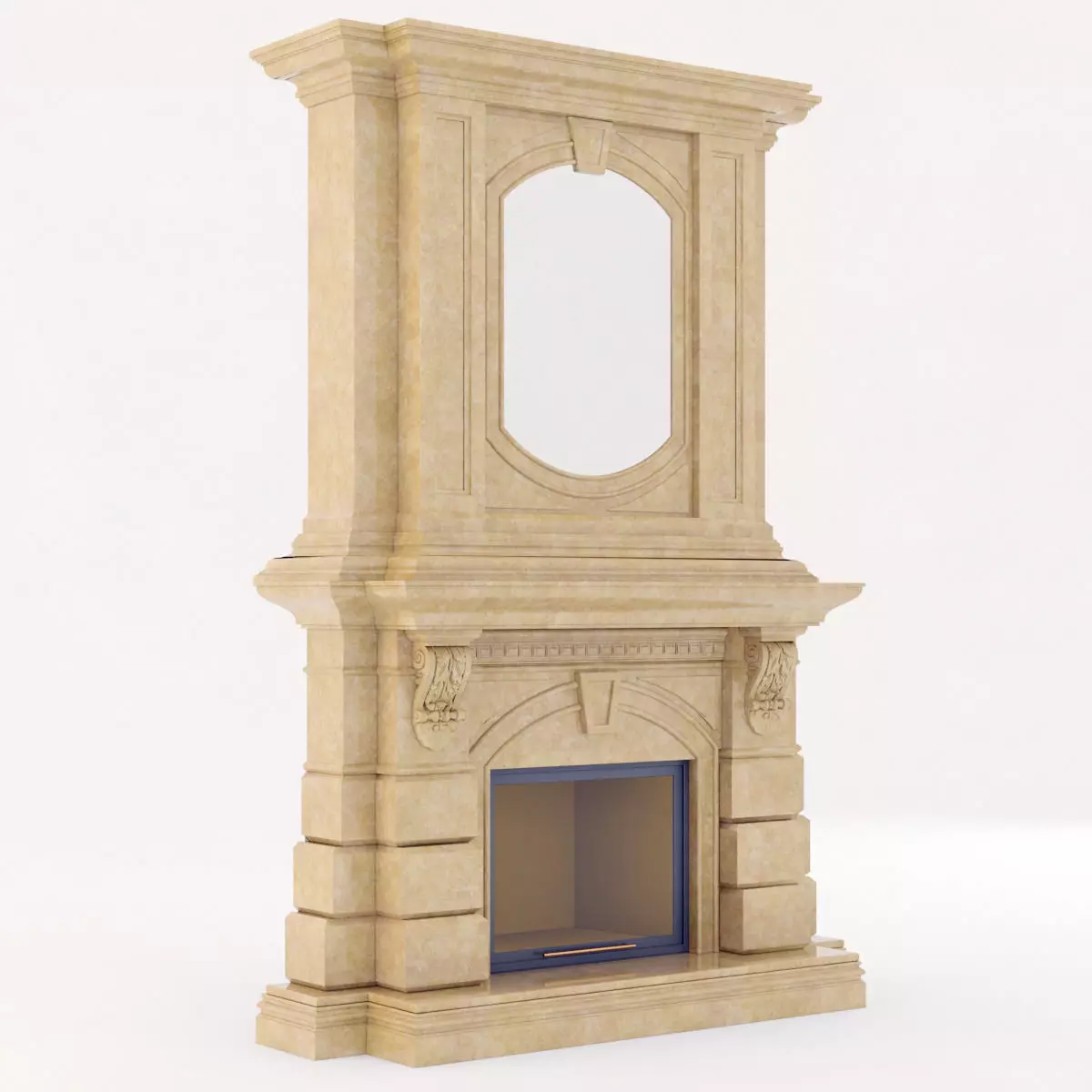 classical marble fireplace 2 3D model_0