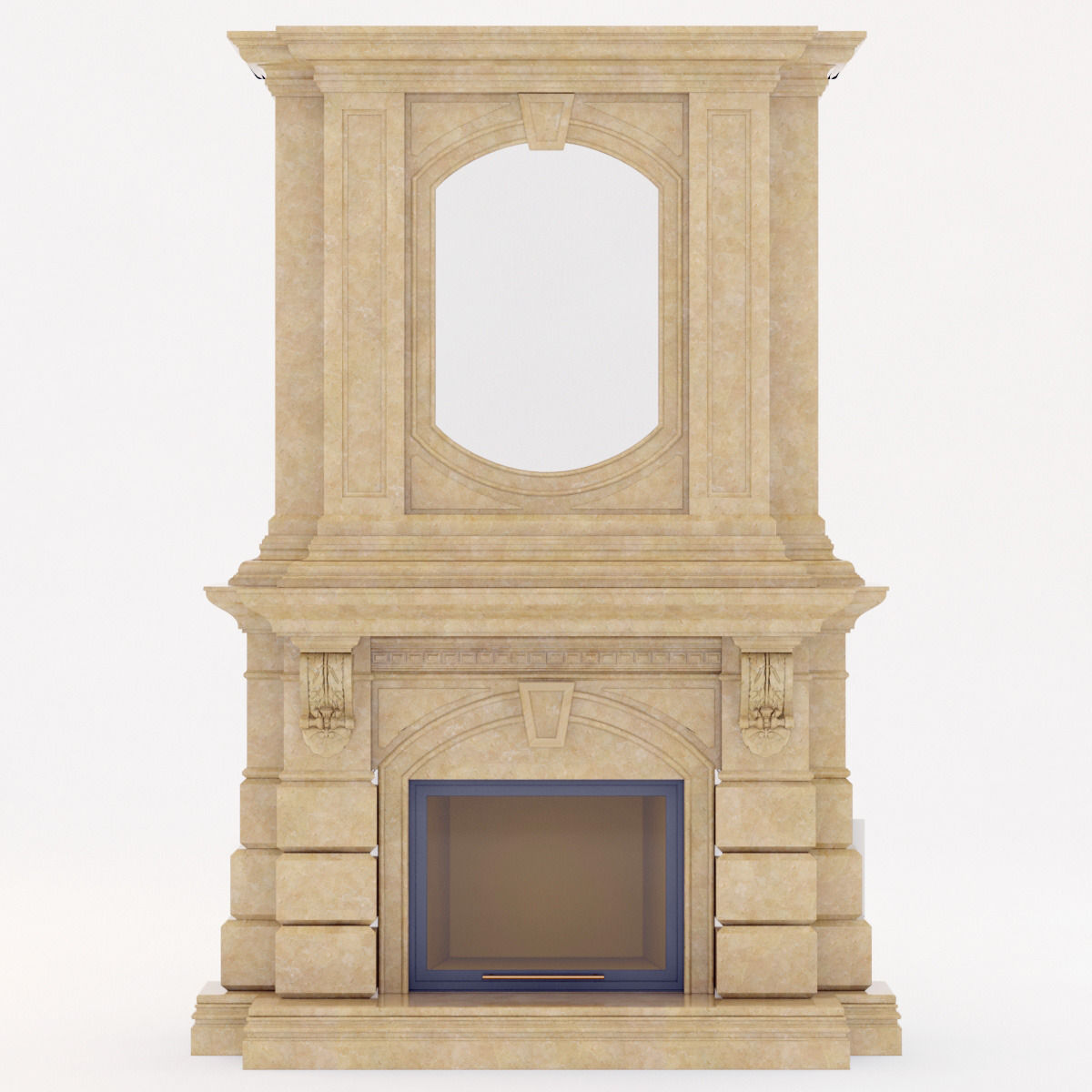 classical marble fireplace 2 3D model_1