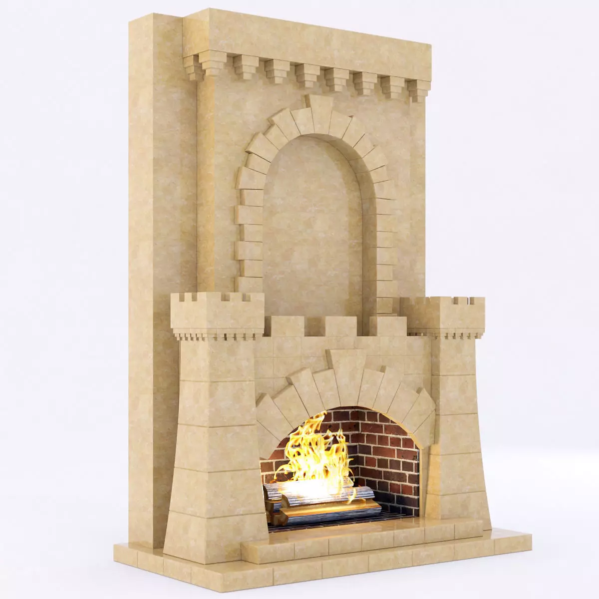 classical marble fireplace 4 3D model_0