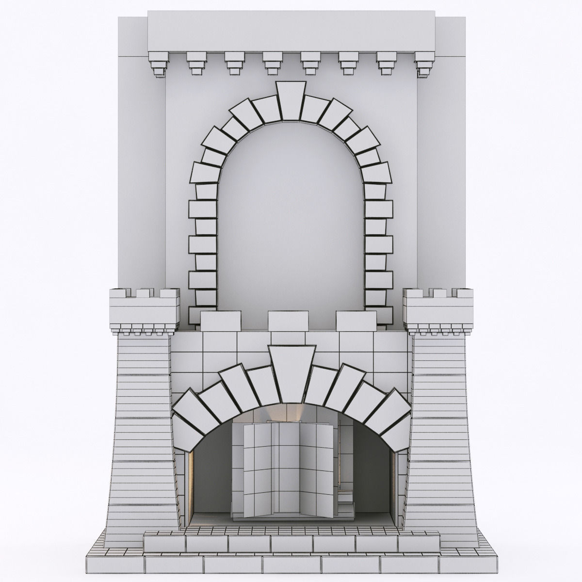 classical marble fireplace 4 3D model_4