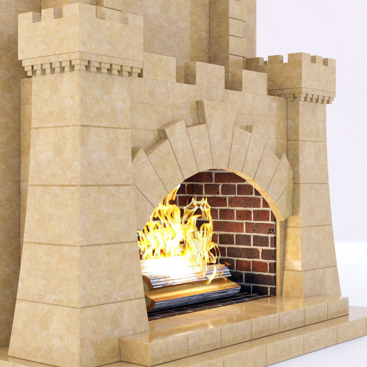 classical marble fireplace 4 3D model_2