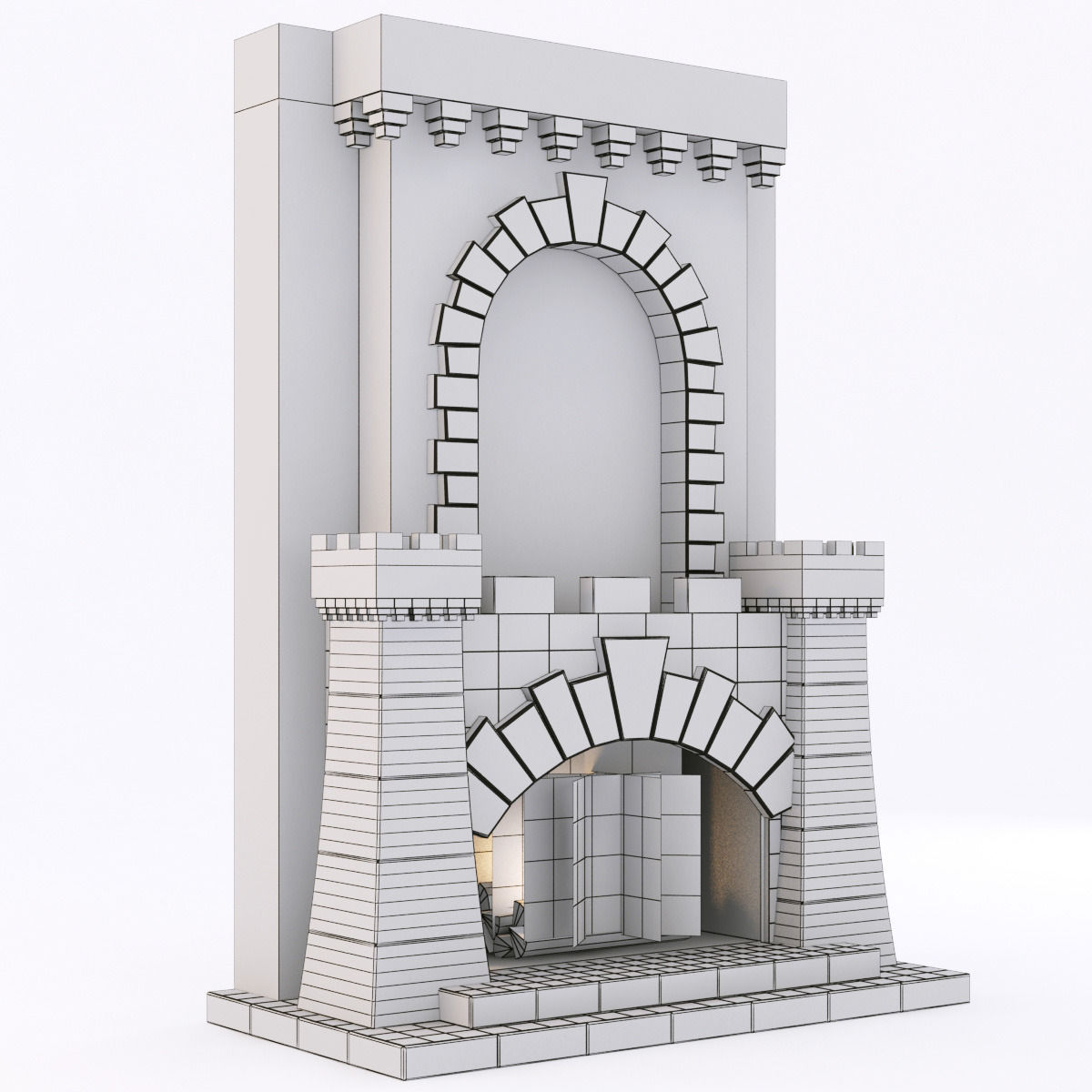 classical marble fireplace 4 3D model_5