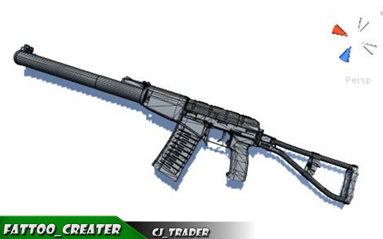 As-Val Low-Poly Assault Sniper Riffle 3D Model Low-poly 3D model_5