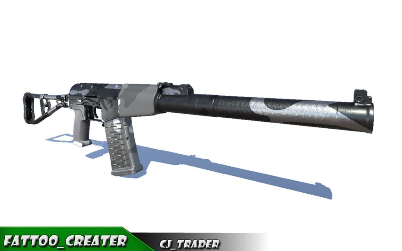 As-Val Low-Poly Assault Sniper Riffle 3D Model Low-poly 3D model_4