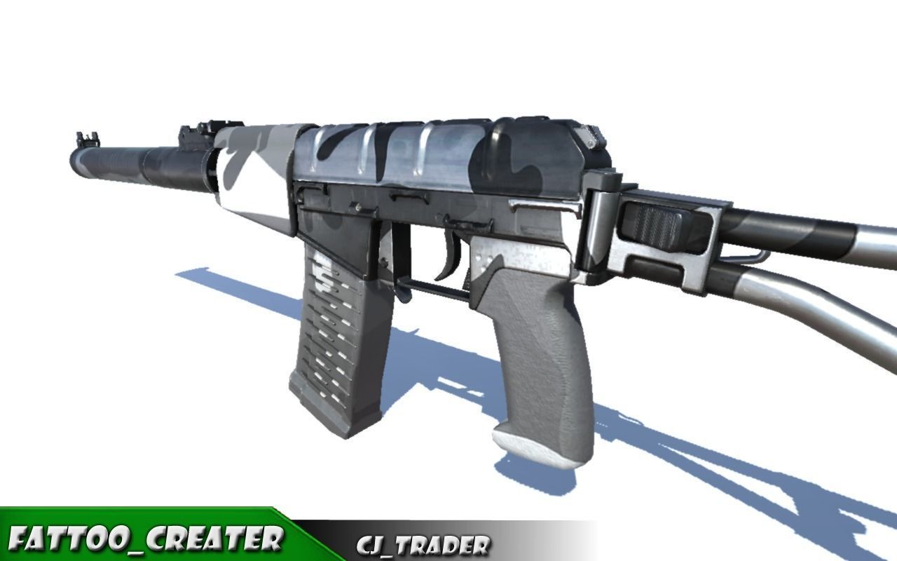 As-Val Low-Poly Assault Sniper Riffle 3D Model Low-poly 3D model_2